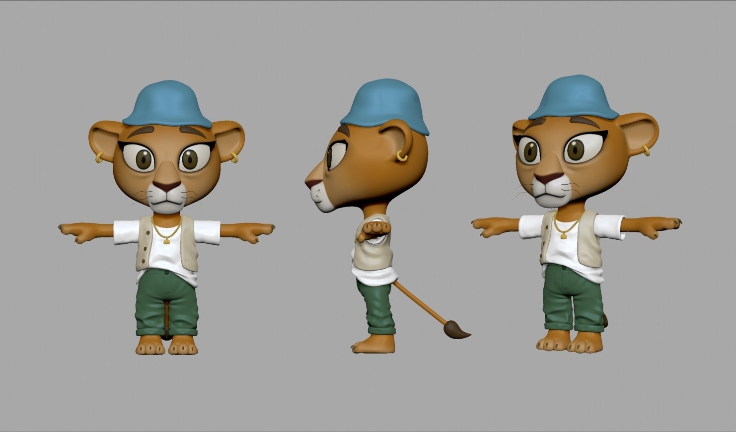 The lion in grey model, before fur and light